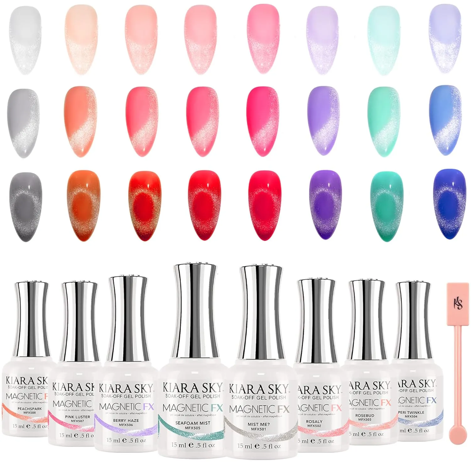 KIARA SKY Gel Polish MagneticFX Magnetic Cat Eye Effect Soak Off 0.5 fl oz, Mist Me (white/silver hybrid)