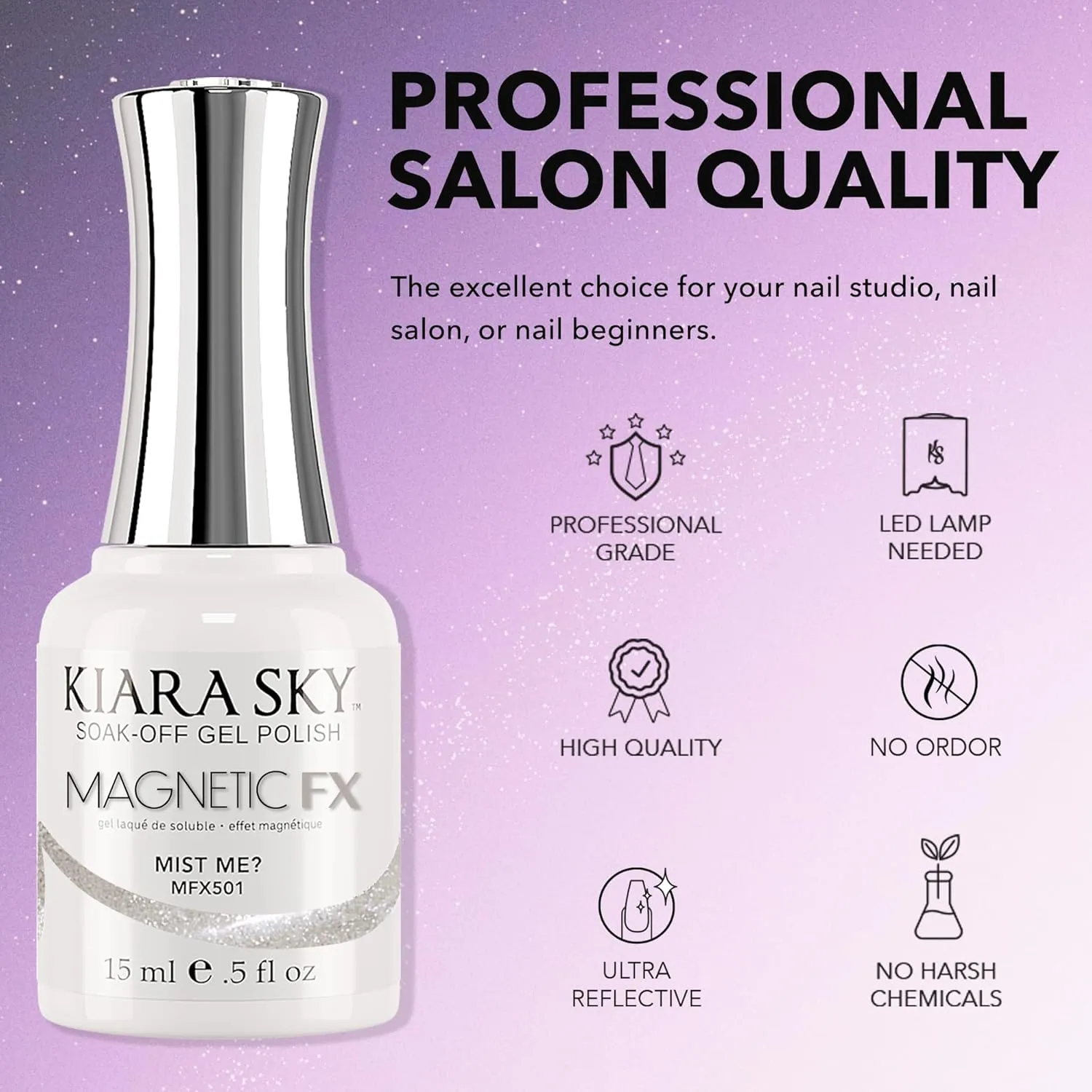 KIARA SKY Gel Polish MagneticFX Magnetic Cat Eye Effect Soak Off 0.5 fl oz, Mist Me (white/silver hybrid)