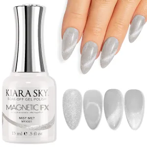 KIARA SKY Gel Polish MagneticFX Magnetic Cat Eye Effect Soak Off 0.5 fl oz, Mist Me (white/silver hybrid)