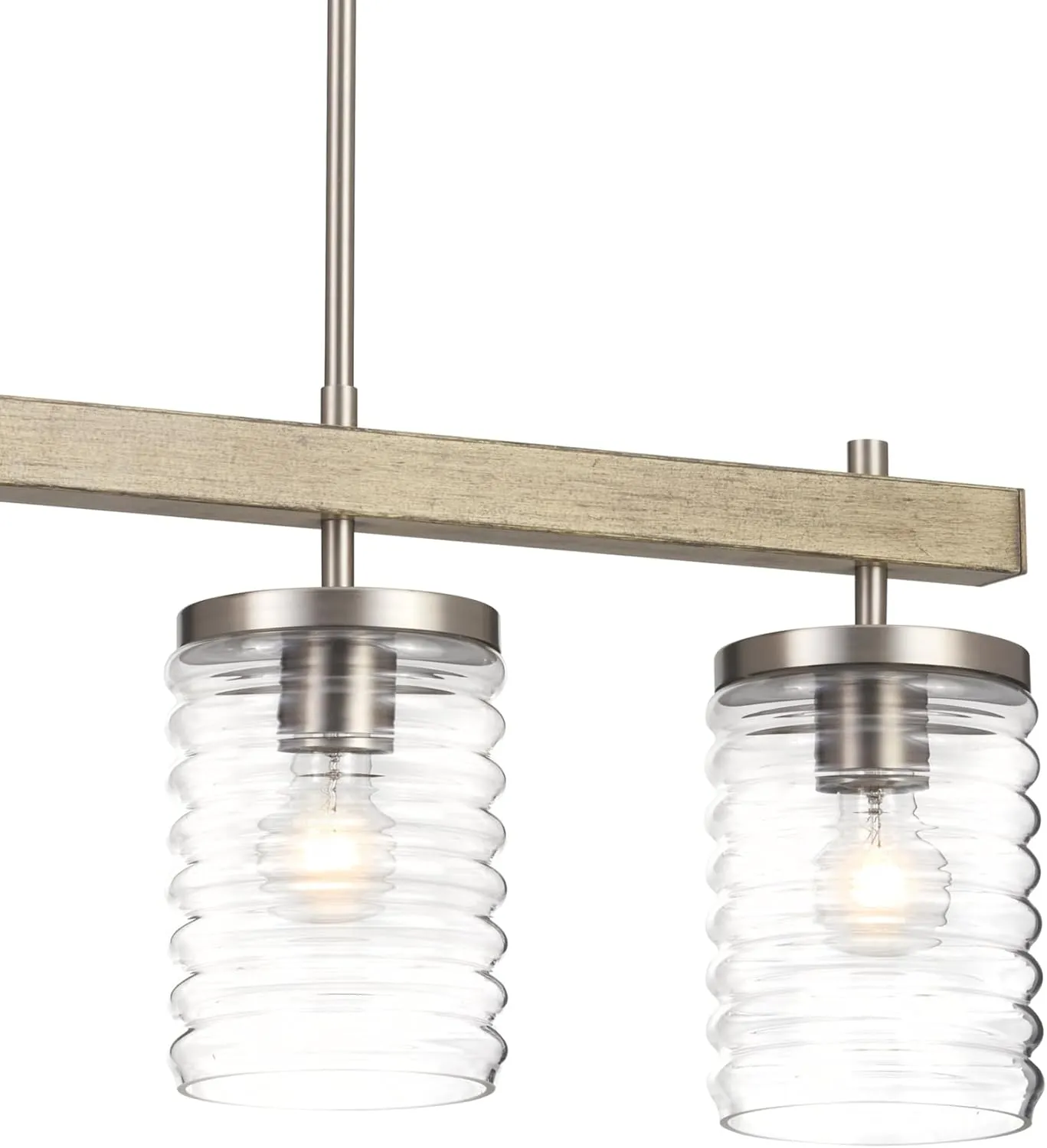KICHLER Maritime 4-Light Linear Chandelier in a Classic Brushed Nickel Finish with a Clear Horizontal Ribbed Glass Shade, 82399