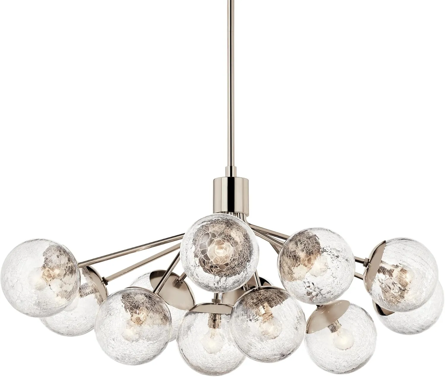 KICHLER Silvarious 12-Light Linear Convertible Chandelier, Soft Modern Light with Clear Glass in Polished Nickel, for Dining Room or Living Room (17.75" x 26.75" x 48"), 52703PNCLR