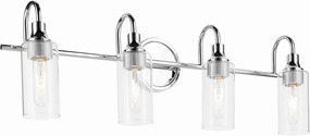 Kichler Kavi 31.5" 4-Light Vanity Light with Clear Glass in Chrome, Damp Rated, for Bathroom, Powder Room, Over a Mirror, (31.5" W x 10" H), 55212CH
