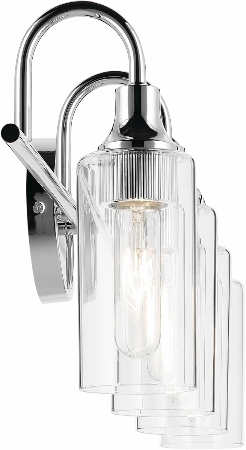 Kichler Kavi 31.5" 4-Light Vanity Light with Clear Glass in Chrome, Damp Rated, for Bathroom, Powder Room, Over a Mirror, (31.5" W x 10" H), 55212CH