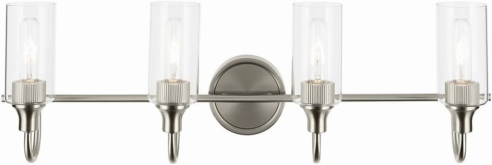Kichler Kavi 31.5" 4-Light Vanity Light with Clear Glass in Chrome, Damp Rated, for Bathroom, Powder Room, Over a Mirror, (31.5" W x 10" H), 55212CH