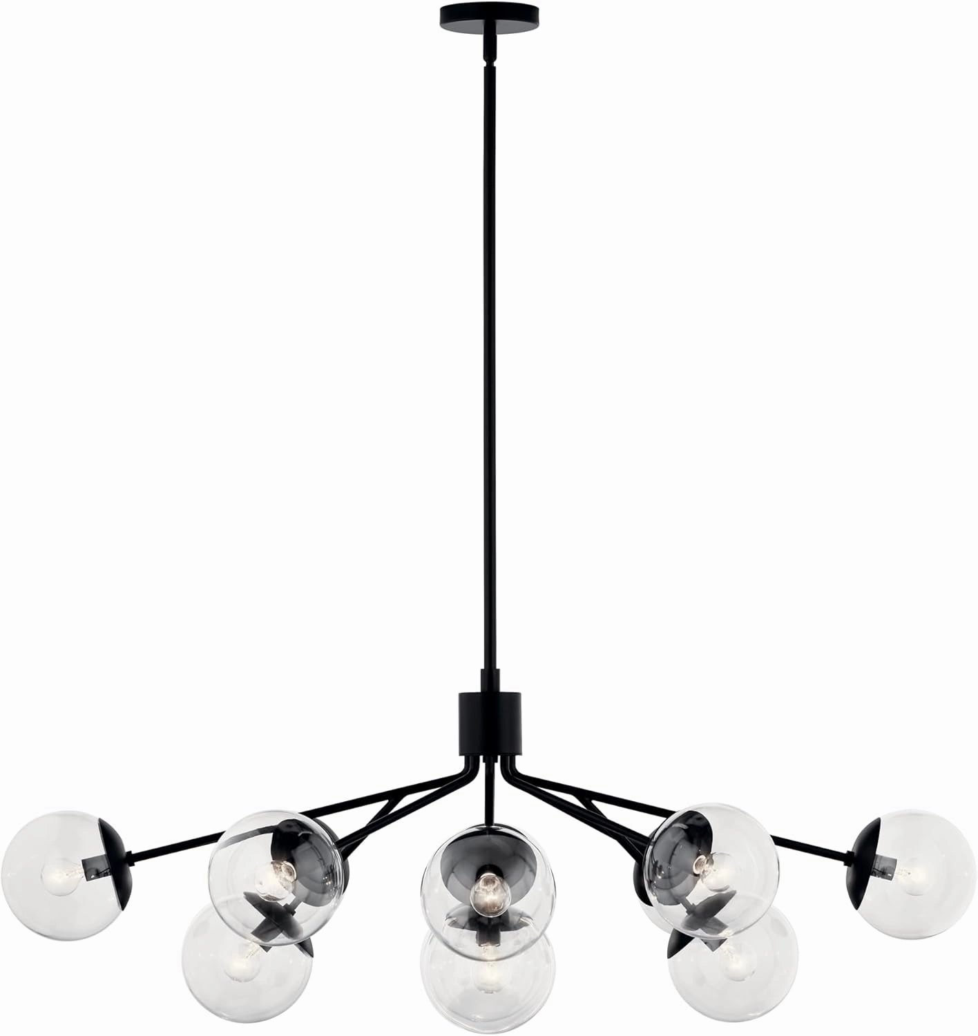 KICHLER Silvarious 12-Light Linear Convertible Chandelier, Soft Modern Light with Clear Glass in Black, for Dining Room or Living Room (17.75" x 26.75" x 48"), 52703BKCLR