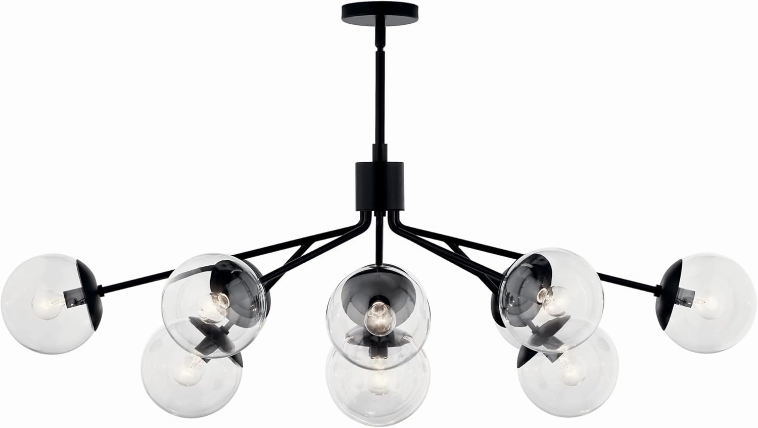 KICHLER Silvarious 12-Light Linear Convertible Chandelier, Soft Modern Light with Clear Glass in Black, for Dining Room or Living Room (17.75" x 26.75" x 48"), 52703BKCLR