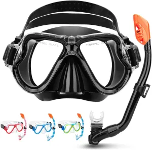 Kids Snorkel Set for Ages 6-14, Snorkeling Gear for Kids with Dry Top Snorkel Anti-Leak Anti-Fog Panoramic View Snorkel Mask, Boys Girls Junior Teens Snorkeling Set for Swimming Snorkeling