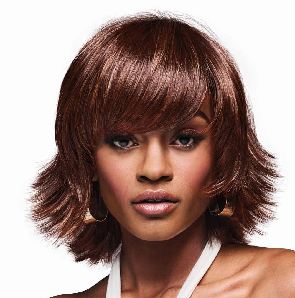 Kim Kimble Chloe Mid-Length Textured Shag Wig, Average Cap, MC30 130SS Cherry Cola