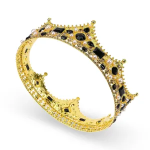 King Crown, CIEHER King Crowns for Men Crystal Vintage Baroque Black Crown Prom King Crown Tiara Evil Crown Luxury Rhinestone Silver Crown for Birthday Prom Halloween Cosplay Party Birthday Crowns for Men