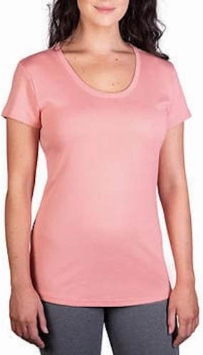 Kirkland Signature Women's Scoop Neck Pima Cotton Short Sleeve T-Shirt, Peach