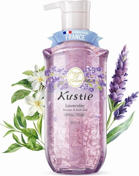Kustie Sooth Lavender Body Wash - Perfume Shower Gel with Squalane & Hyaluronic to Acne, Antioxidant, Moisturizing, Hydrate Skin丨Nature Lavender & Tea Tree Oil Add丨Paraben, Phthalate Free 丨12.8 fl oz