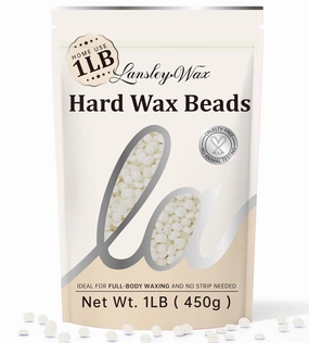 LANSLEYWAX White Hard Wax Beads, 1LB Wax Beans for Sensitive Skin & Full-Body Hair Removal, Brazilian/Bikini/Face/Legs/Eyebrow/Armpit/Chest Waxing Refill at Home for Women & Men, Stripless Formula