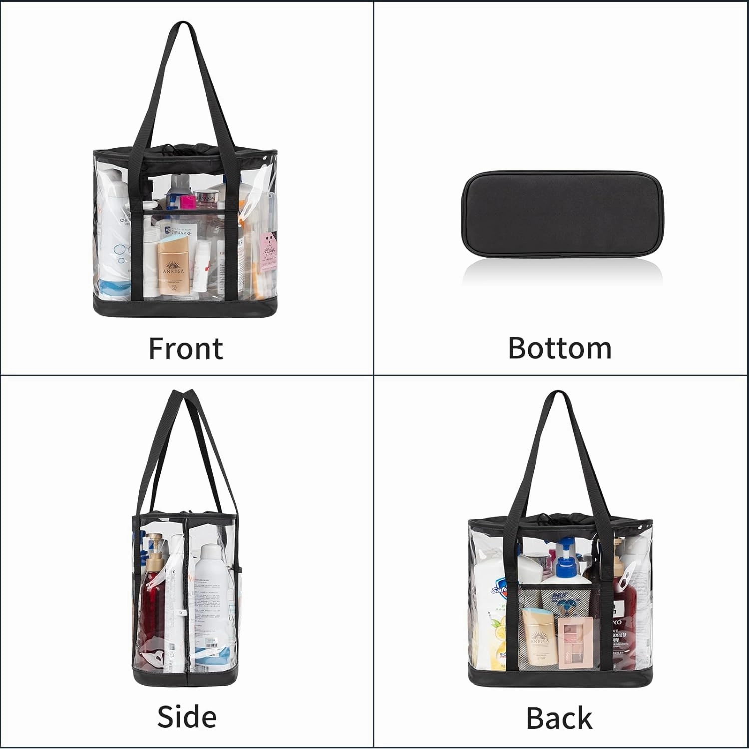 Large Clear Toiletry Bag, Travel Toiletry Bag for Women Men, Waterproof Clear Tote Bag, Transparent Makeup Bag Cosmetic Organizer Portable Bath Shower Bag for Bathroom, Gym, Beach, Swimming, Traveling