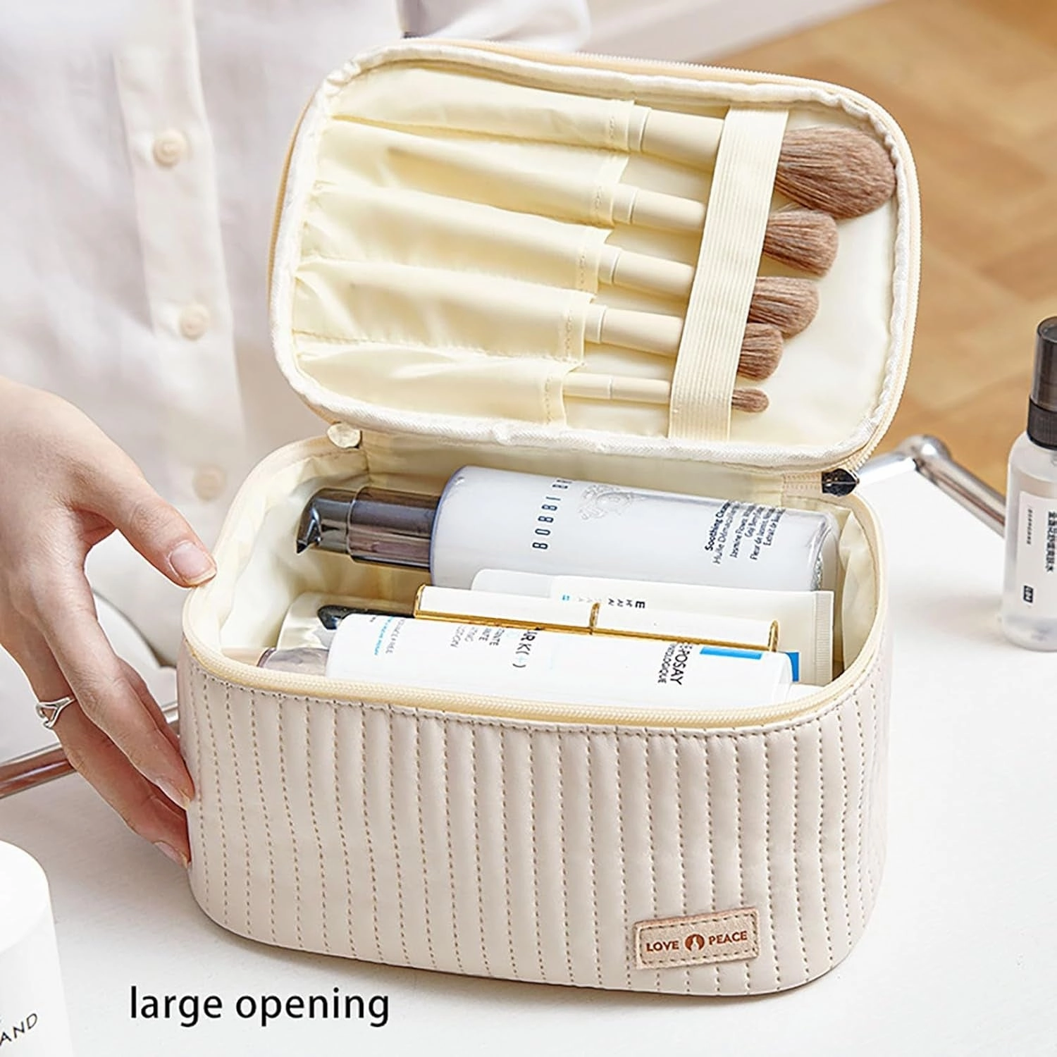 Large Waterproof Makeup Organizer Pu Leather
