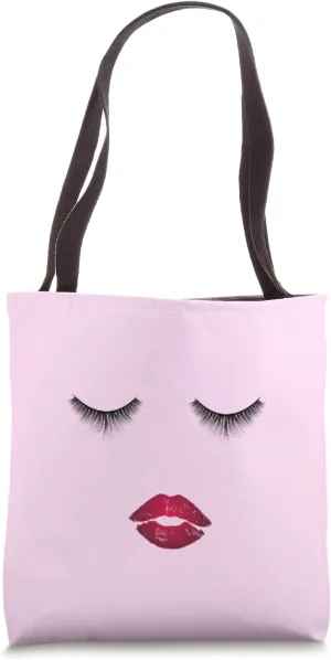 Lashes and Red Lipstick on Light Pink MUA Makeup Tote Bag