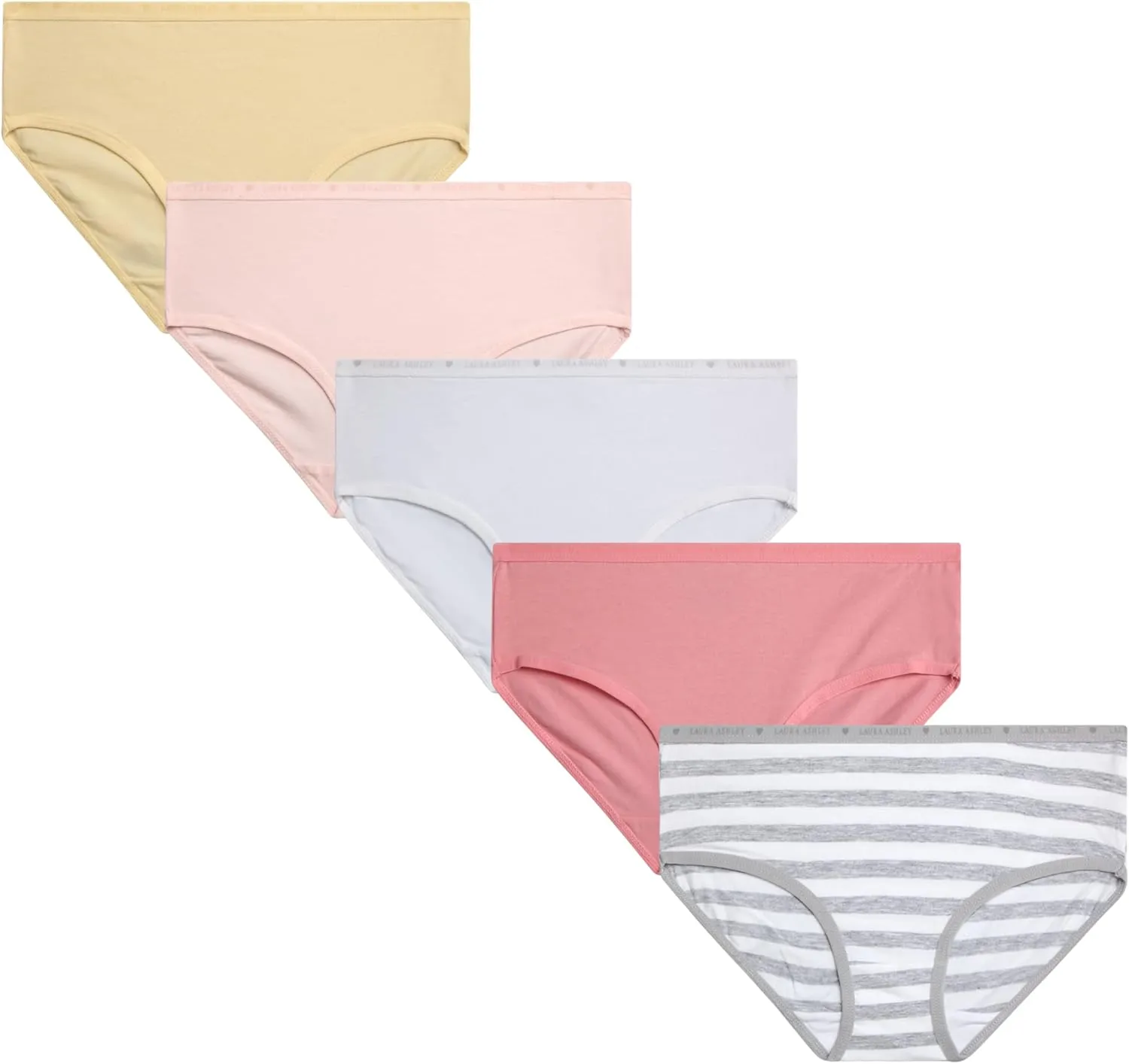 Laura Ashley Girls Underwear Briefs - 5 Pack Soft Comfort Stretch Breathable Cotton Underwear Panties for Girls (Sizes:4-12)