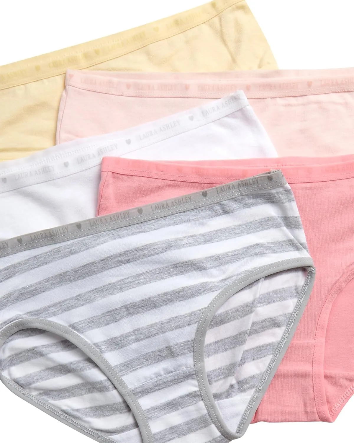 Laura Ashley Girls Underwear Briefs - 5 Pack Soft Comfort Stretch Breathable Cotton Underwear Panties for Girls (Sizes:4-12)