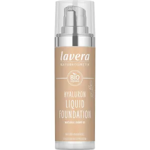 lavera Hyaluron Liquid Foundation - Natural Ivory 01 - Foundation Make Up with Hyaluron & Almond Oil for a Flawless Complexion - Face Make Up - PETA Certified - Vegan - Made in Germany - 1 Fl Oz