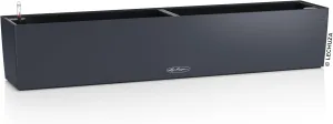 Lechuza - Balcony Planter Colour 100 Slate Grey, Balcony Box with Watering System, Water Level Indicator and Plant Insert, Matte Surface, 99 x 19 x 19 cm, 15918