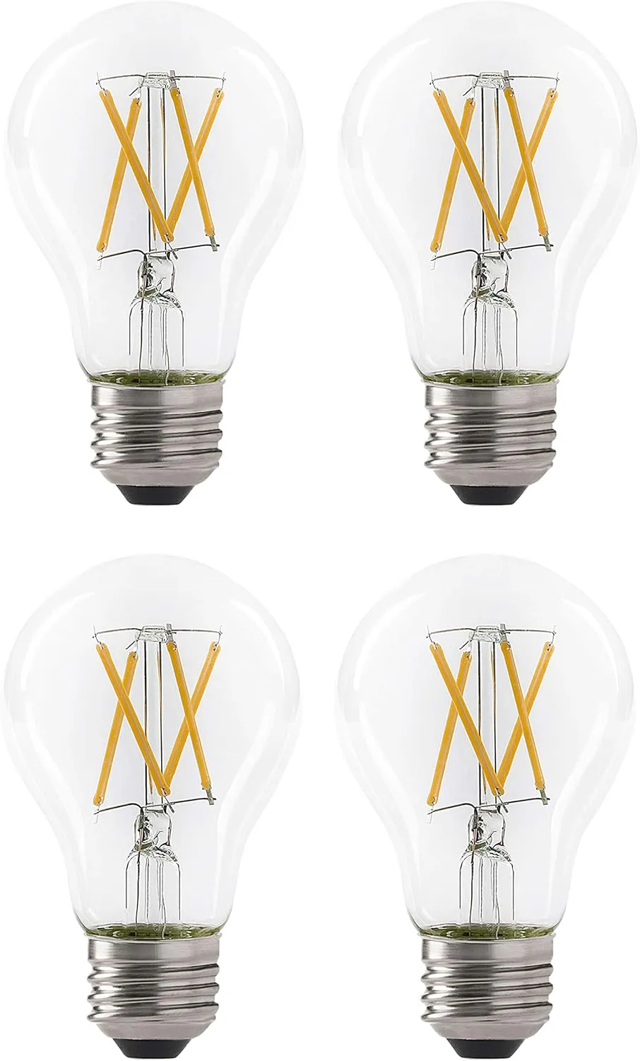 LED 7W A19 Filament Clear Light Bulb, 60W Equivalent, 800 Lumens, 2700K Soft White, Dimmable, E26 Medium Base, Energy Star Certified, 120V (4 Pack)