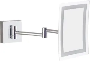 LED Makeup Vanity Mirror,3X Magnification Bathroom Mirror Wall Mounted Beauty Mirror Extendable Cosmetic Mirror Powered by Plug,Silver