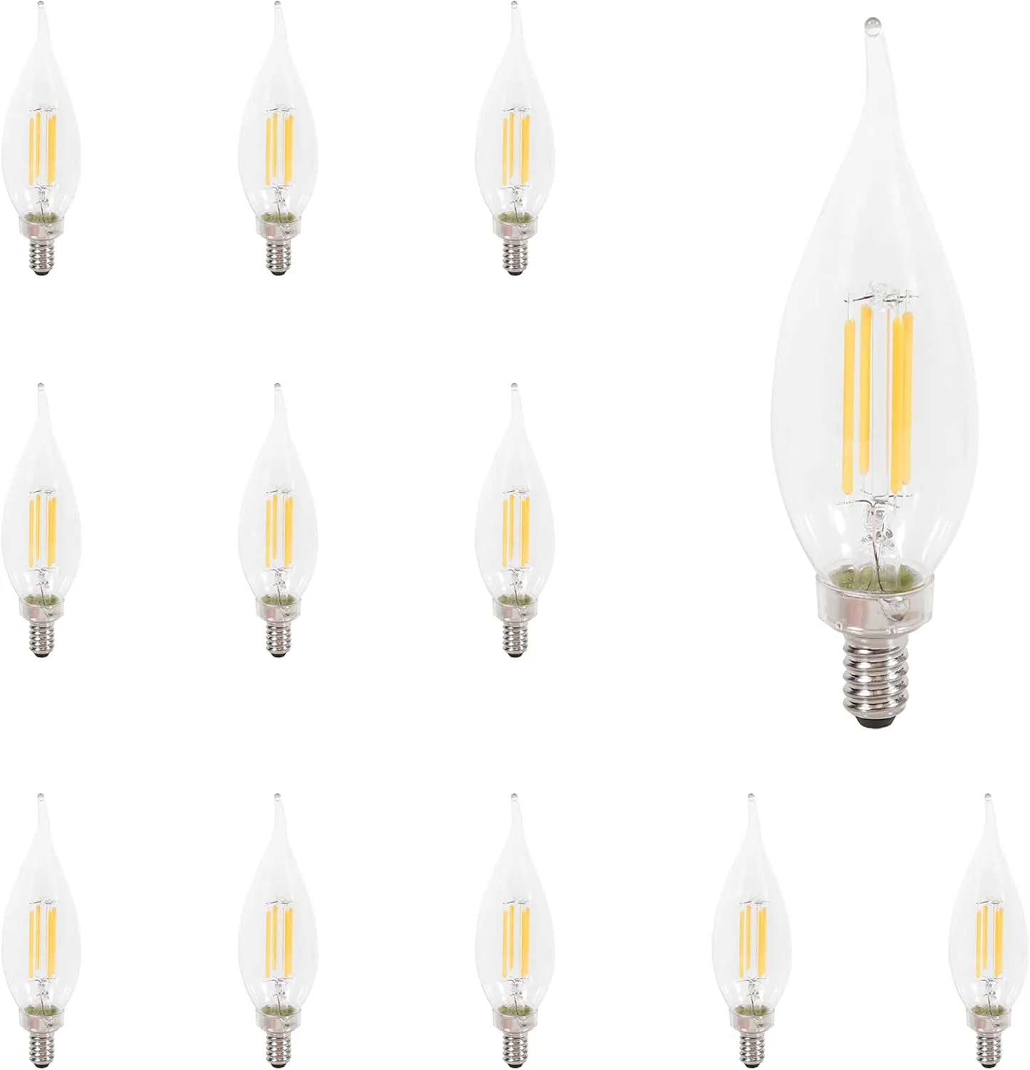 LEDVANCE Sylvania LED TruWave Natural Series Décor Light Bulb, B10, 40W = 4W, Candelabra Base, Dimmable, 350 Lumens, Clear, 2700K, Soft White - 12 Pack (41765)