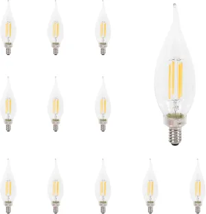 LEDVANCE Sylvania LED TruWave Natural Series Décor Light Bulb, B10, 40W = 4W, Candelabra Base, Dimmable, 350 Lumens, Clear, 2700K, Soft White - 12 Pack (41765)