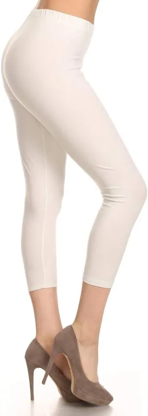 Leggings Depot Cotton Leggings for Women - Super Soft Stretchy Women's Capri Pants