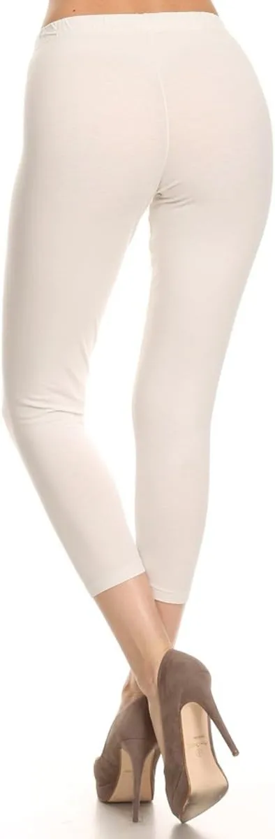 Leggings Depot Cotton Leggings for Women - Super Soft Stretchy Women's Capri Pants
