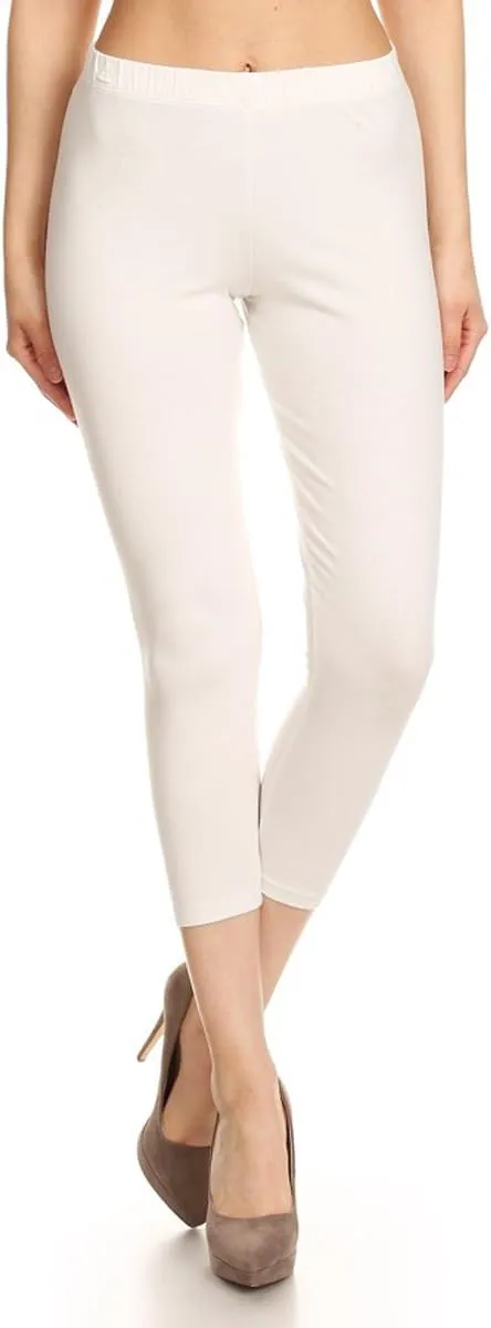 Leggings Depot Cotton Leggings for Women - Super Soft Stretchy Women's Capri Pants