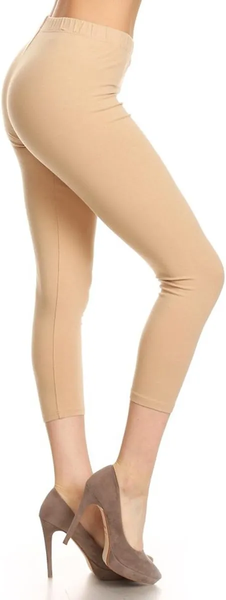 Leggings Depot Cotton Leggings for Women - Super Soft Stretchy Women's Capri Pants