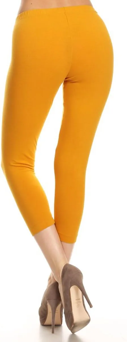 Leggings Depot Cotton Leggings for Women - Super Soft Stretchy Women's Capri Pants