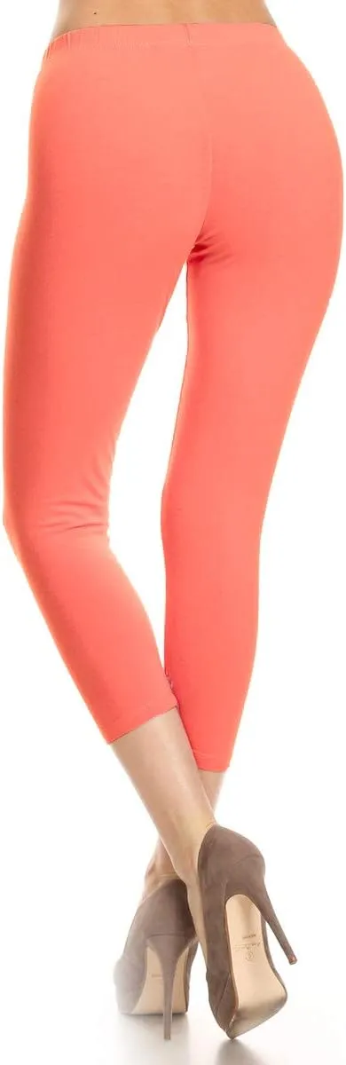Leggings Depot Cotton Leggings for Women - Super Soft Stretchy Women's Capri Pants