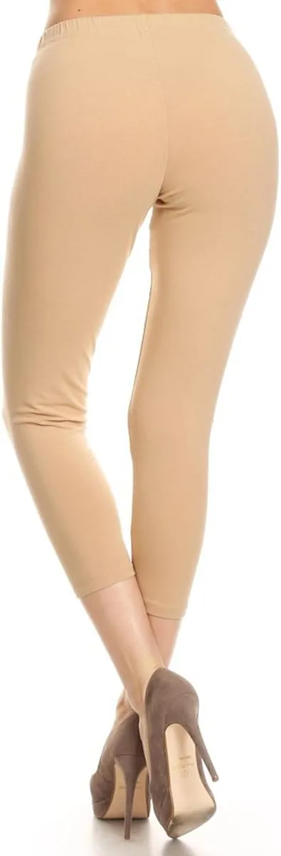 Leggings Depot Cotton Leggings for Women - Super Soft Stretchy Women's Capri Pants