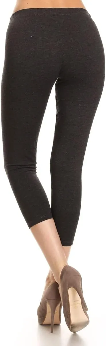 Leggings Depot Cotton Leggings for Women - Super Soft Stretchy Women's Capri Pants