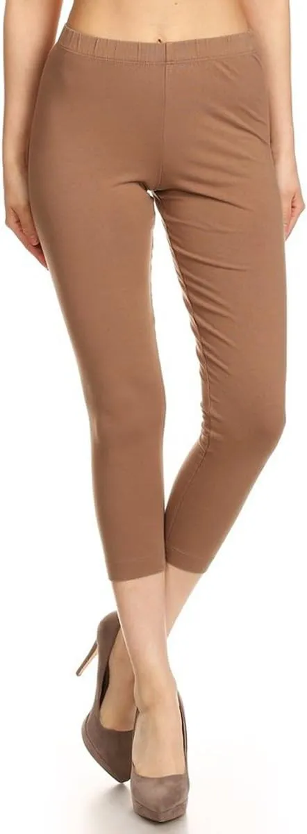 Leggings Depot Cotton Leggings for Women - Super Soft Stretchy Women's Capri Pants