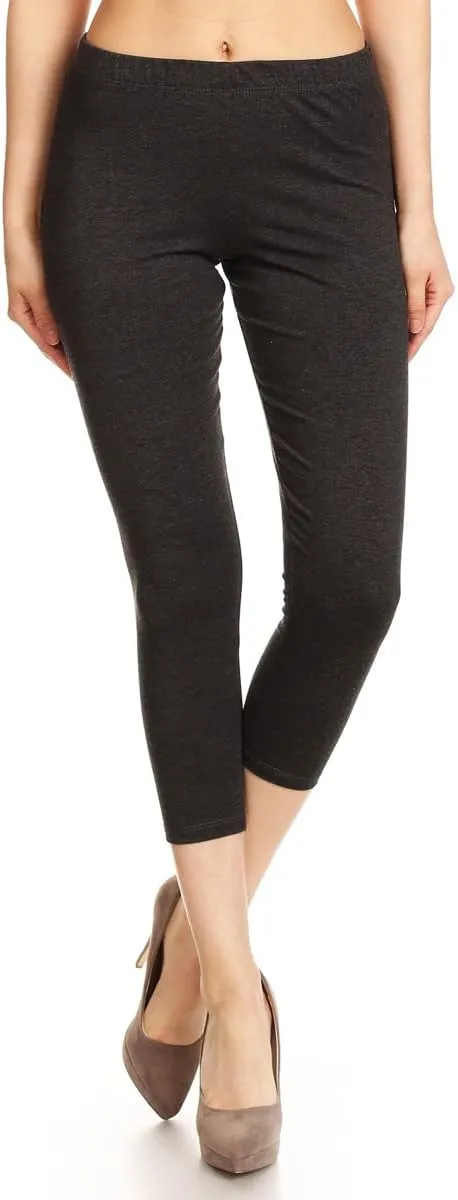 Leggings Depot Cotton Leggings for Women - Super Soft Stretchy Women's Capri Pants