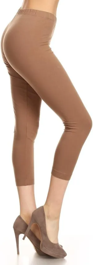 Leggings Depot Cotton Leggings for Women - Super Soft Stretchy Women's Capri Pants