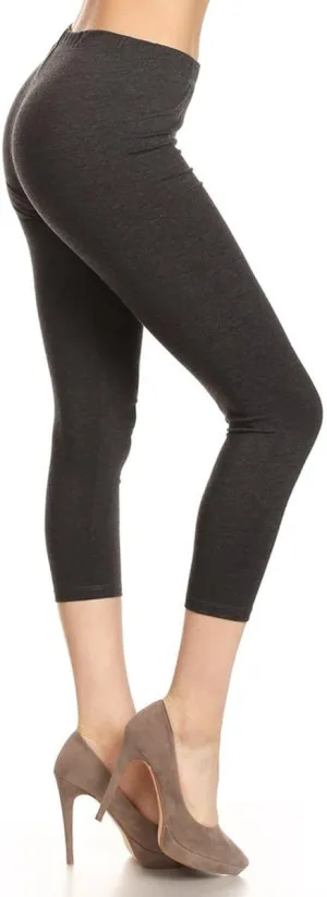 Leggings Depot Cotton Leggings for Women - Super Soft Stretchy Women's Capri Pants