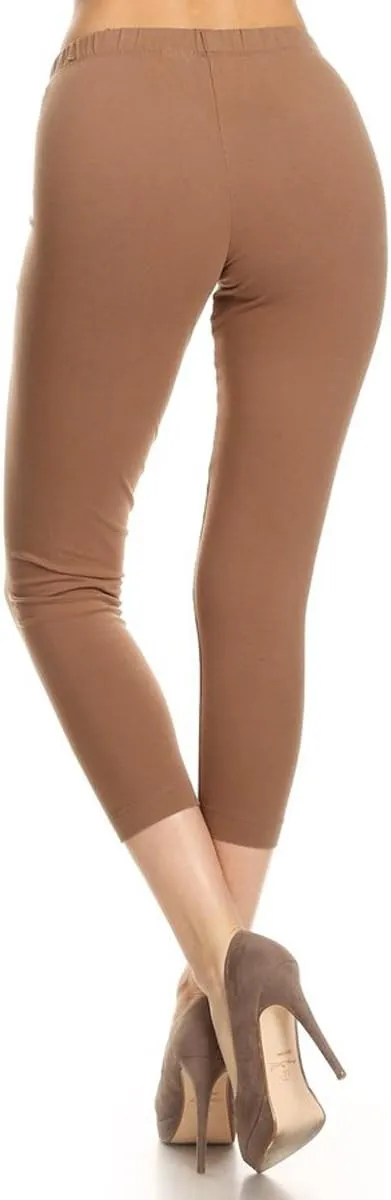 Leggings Depot Cotton Leggings for Women - Super Soft Stretchy Women's Capri Pants