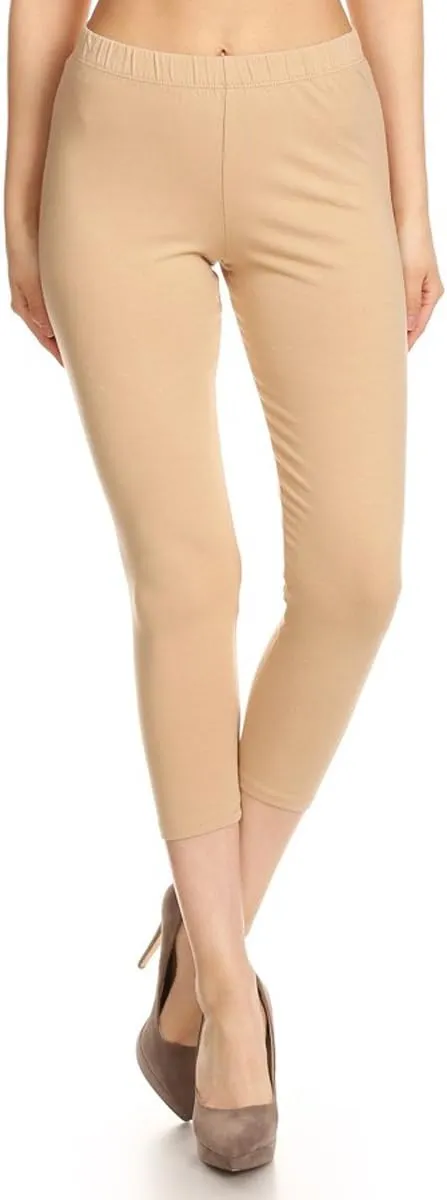 Leggings Depot Cotton Leggings for Women - Super Soft Stretchy Women's Capri Pants