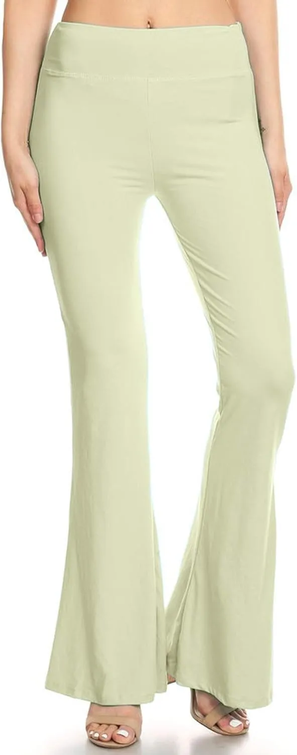 Leggings Depot Women's High Waist Flared Casual, Work, Lounge Palazzo Pants-Wide Leg