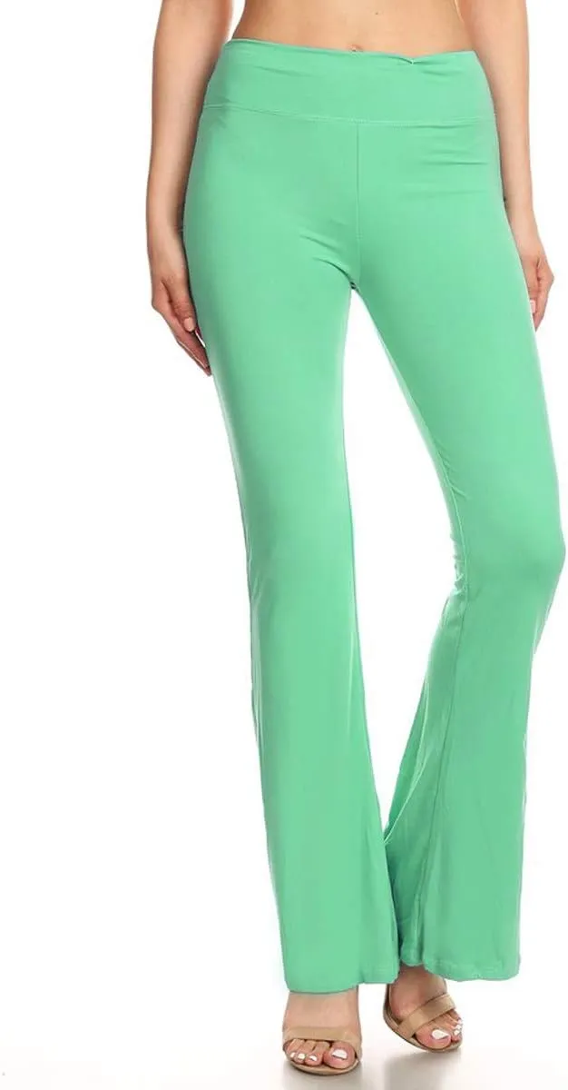 Leggings Depot Women's High Waist Flared Casual, Work, Lounge Palazzo Pants-Wide Leg