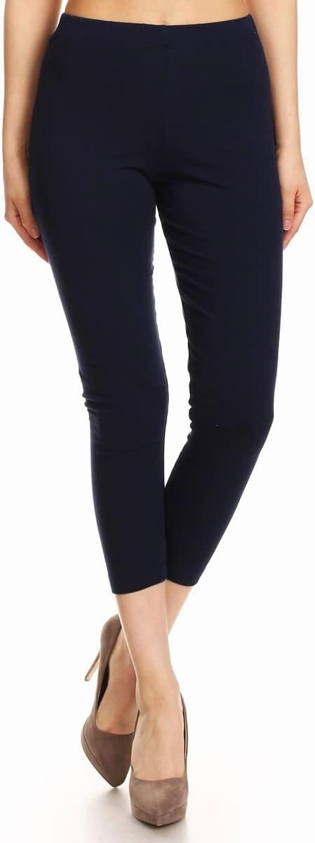 Leggings Depot Cotton Leggings for Women - Super Soft Stretchy Women's Capri Pants