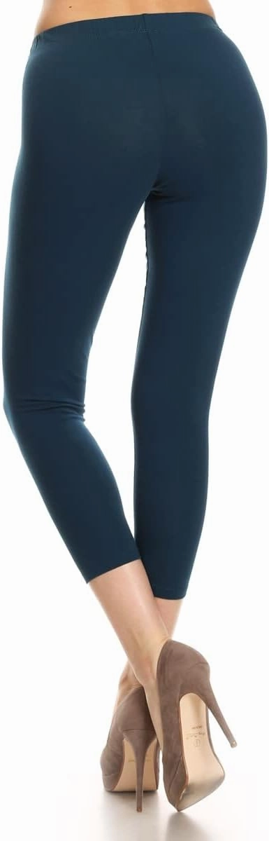 Leggings Depot Cotton Leggings for Women - Super Soft Stretchy Women's Capri Pants