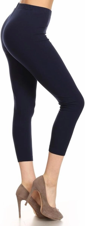 Leggings Depot Cotton Leggings for Women - Super Soft Stretchy Women's Capri Pants