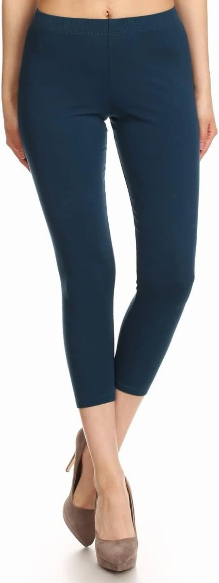 Leggings Depot Cotton Leggings for Women - Super Soft Stretchy Women's Capri Pants