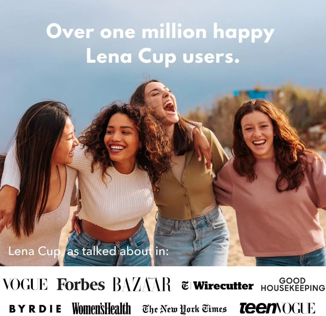 Lena Sensitive Menstrual Cup, Soft Reusable Period Cup, Tampons,Period Underwear and Menstrual Pads Alternative, Feminine Care, FSA Eligible, Silicone Menstrual Cups, Made in USA, Large, Clear