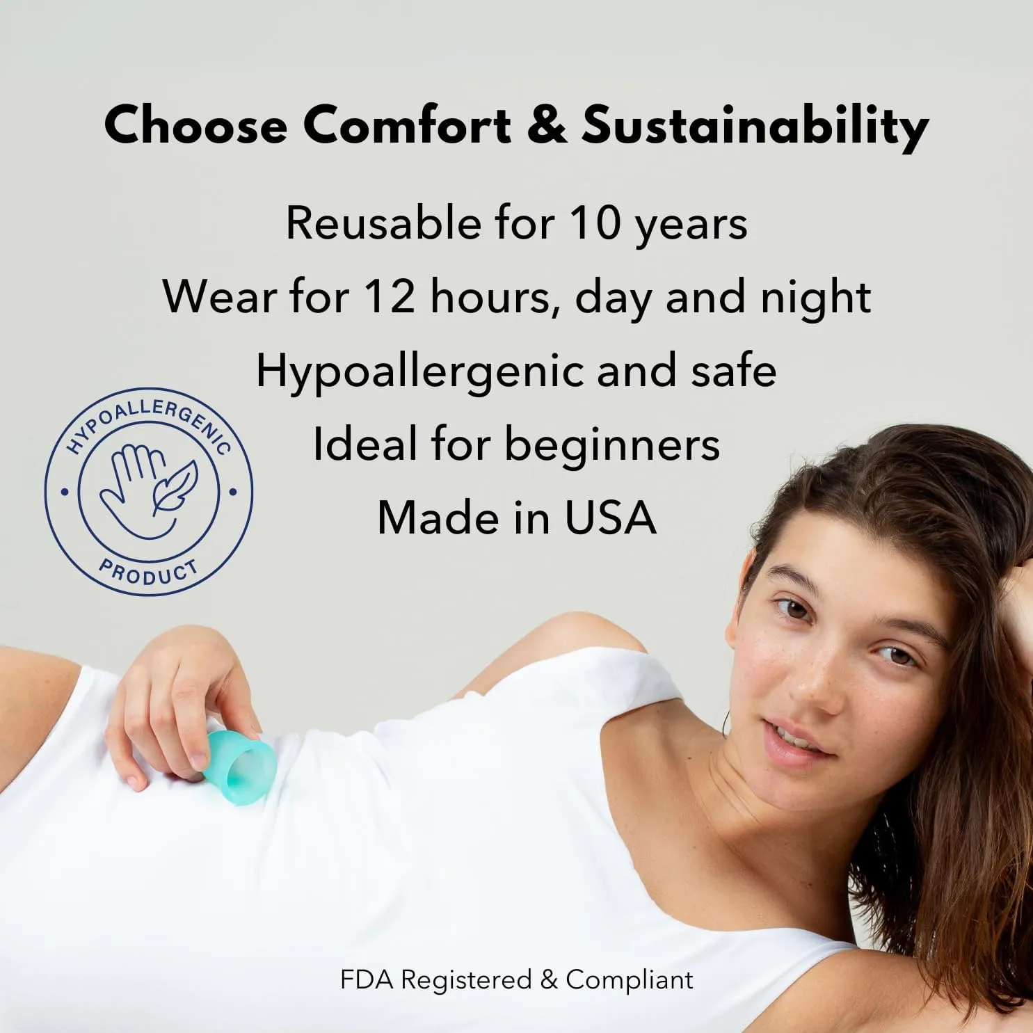 Lena Sensitive Menstrual Cup, Soft Reusable Period Cup, Tampons,Period Underwear and Menstrual Pads Alternative, Feminine Care, FSA Eligible, Silicone Menstrual Cups, Made in USA, Large, Clear