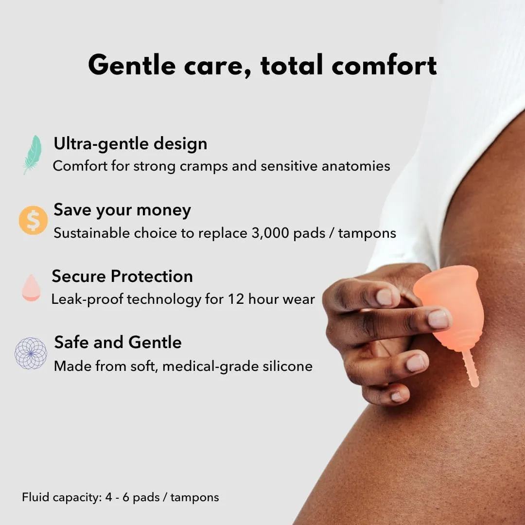 Lena Sensitive Menstrual Cup, Soft Reusable Period Cup, Tampons,Period Underwear and Menstrual Pads Alternative, Feminine Care, FSA Eligible, Silicone Menstrual Cups, Made in USA, Large, Clear